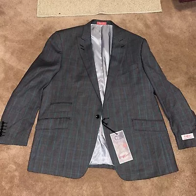 Tiglio Rosso Super 150's Made In Italy Blue Gray Sport Coat Blazer Jacket Sz 46L • $6.99