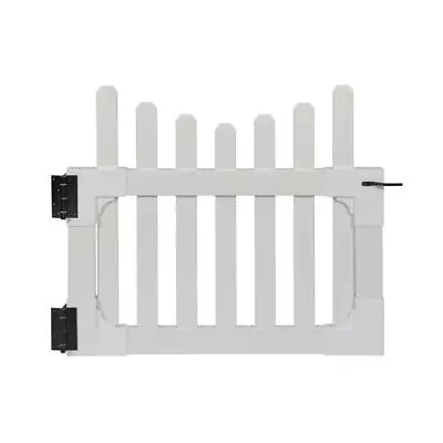 Picket Fence Gate 3.5X3 Ft Cap Water Resistant PVC Vinyl Stainless Steel White • $170.95