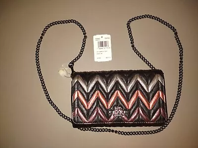 NWT Coach Quilted Leather Black Multi Metallic Ombre X Body Clutch - MFSRP $275  • $250