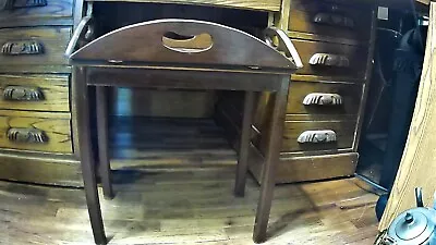 Vintage English Butler Tray Table Folding Sides Bombay Company  Mahogany Wood • $49.99