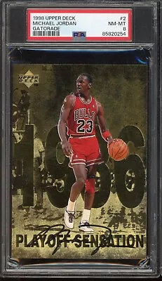 1998 Upper Deck Michael Jordan Gatorade Postcard Nba Facsimile #2 Nm-mt Psa 8 • $36