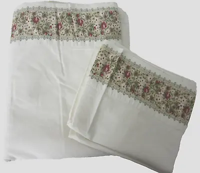 Vintage Laura Ashley Twin Flat Sheet + 1 Standard Pillowcase 2 Piece Set Floral • $18.76