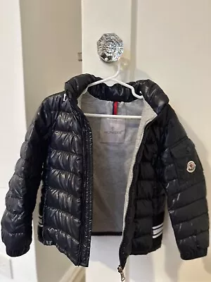 Moncler Kid's Boys Down Quilted Puffer Hooded Jacket Blue 4YR • $260