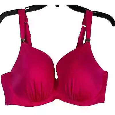 Marie Meili Dark Pink Pleated Underwire 42D Adjustable Strap Push Up T-Shirt Bra • £26.06