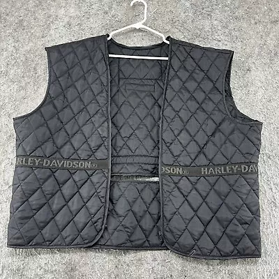 Harley Davidson Vest Mens 2XL Black Zip In Liner Quilted Biker Motorcycle Gear • $13.96