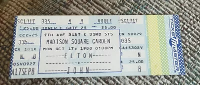 Elton John Rare Unused Concert Ticket Madison Square Garden New York 10/17/1988 • $5.99