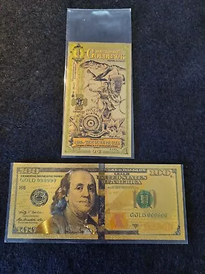 Bu 1 South Dakota Goldback +One New Style 100 Dollar 24k Gold Note Combined Ship • $7.38