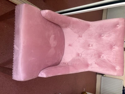 £100 • Buy Pink Brushed Velvet Silver Legs Chrome Ring Back Accent Chair ARIZONA