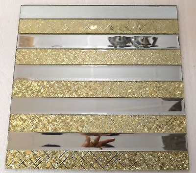 Gold Designed & Mirror Rectangle Glass Mosaic Tiles-300*300*8mm-11sheets-1m2 • £176