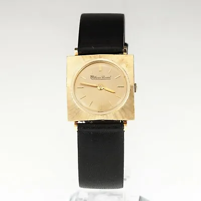 Lucien Piccard 14k Yellow Gold Men's Dress Hand-Winding Watch W/ Leather Band • $1299.99