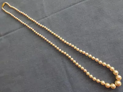 Vintage White Single Strand Pearl Necklace Gold Tone Clasp Signed G. Silver • $9.90