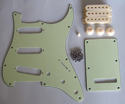 Mint Green Guitar ST SSS Pickguard With Aged White Pickup Covers Knobs Tip • $15.49