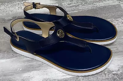 Michael Kors  Leather Upper Sandals With Gold Tone Logo Plate Size 8 WM19L • $55