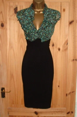 £1.20 • Buy Jane Norman Black Floral Blouse Pencil Wiggle Bodycon Party Or Work Dress 10 12