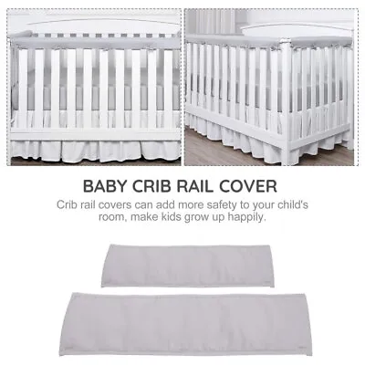 3 Pcs Padded Baby Crib Rail Cover Protector Set From Chewing Safe Teething Gray • $17.86