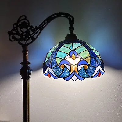 Tiffany Style Floor Lamp Stained Glass Include LED Bulb Gooseneck Adjustable H63 • $185.99