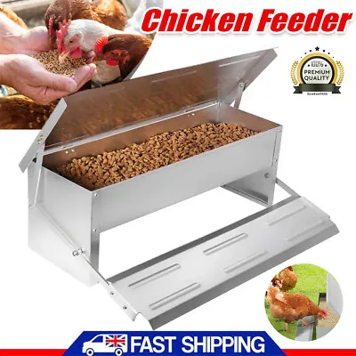 Chicken Chook Feeder Automatic Treadle Poultry Self Opening Ratproof Outdoor UK • £19.50