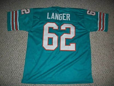 JIM LANGER Unsigned Custom Miami Teal Sewn New Football Jersey Sizes S-3XL • $26.05