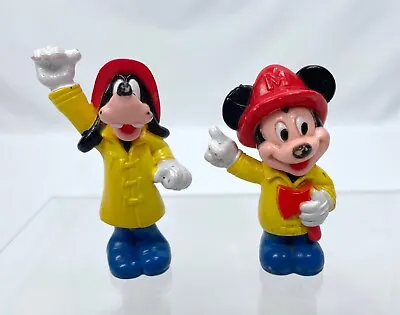 Disney Mickey Mouse Goofy Firefighters Yellow Coat PVC Figures Cake Topper • $8.99