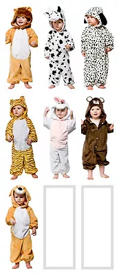 Childrens Toddler All In One Costume Lion Cow Dalmatian Tiger Bunny Bear Puppy • £10