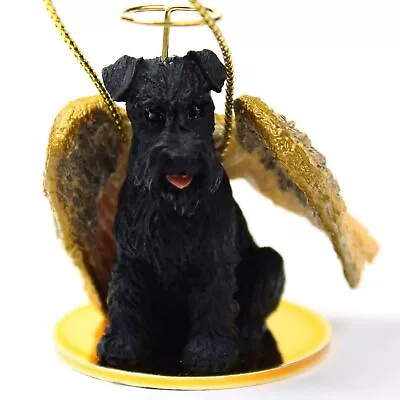 Schnauzer Ornament Angel Figurine Hand Painted Black Uncropped • $17.49