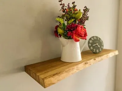 Solid Oak Floating Shelves With Live/Waney Edge And Fixings • £10