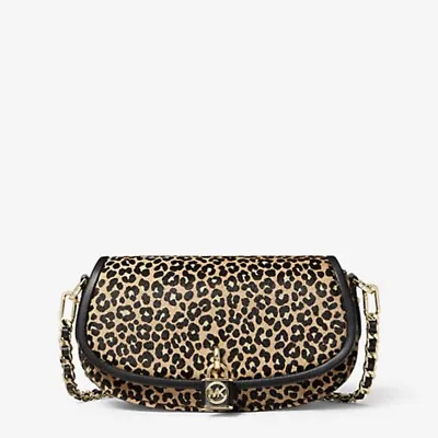 Michael Kors Mila Small Leopard Print Calf Hair Shoulder Bag Black/Combo • $265