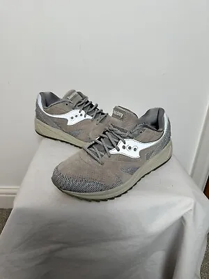 Saucony Grid Trainers Grey Real Suede Running Shoes Size 75 • £26.59