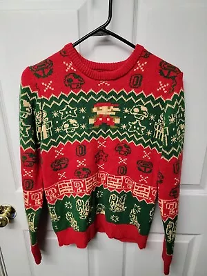 $31.99 • Buy Super Mario Bros. Men's Small Ugly Christmas Sweater Nintendo Red & Green