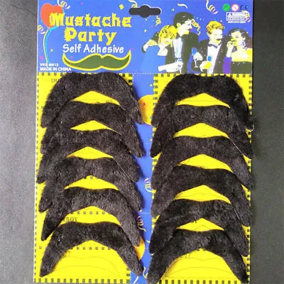 12pcs Fake Mustache  Mexican 70's Stick On Mustache Self Adhesive Fancy Dress • $3.08