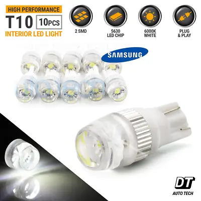 10pcs 192 168 194 LED Light Bulbs T10 Wedge Samsung High Power 2W Xenon White  • $8.99