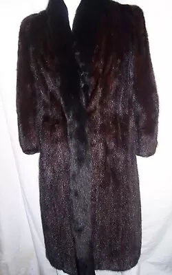 Bespoke Mahogany Brown (Small?) Full Length Mink Coat With Black Fox Trim • $503.58