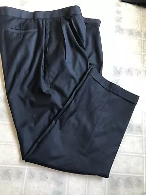Braggi By Louis Raphael Mens Dress Pants Navy Blue Pleated Cuffed 38x30 • $28.99