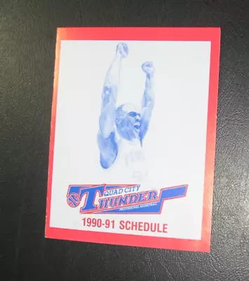 1990-1991 QUAD CITY THUNDER POCKET SCHEDULE CBA Bit Bigger Than Basketball Card • $2.10