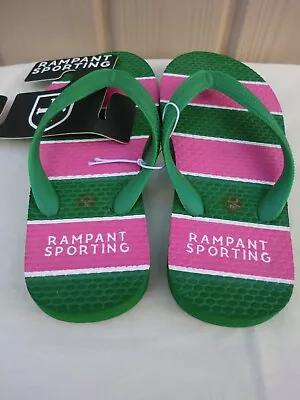 Girls Flip Flop Pair Size 3 / 36 Emerald Green & Shocking Pink R30050 ( New ) . • £5