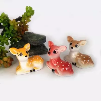 Multicolor Ceramic Deer Animal Ornaments - Cake Decoration Figures Ornament 3pcs • $15.58