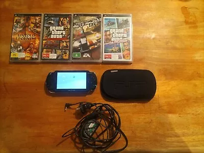 Sony PlayStation PSP-1002 Handheld Gaming Console System Black. Games Charger  • $180