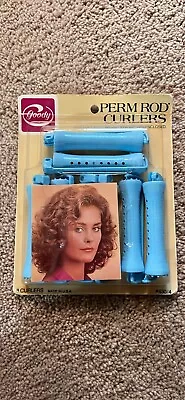 8-pack Vintage 80s Goody Blue Large Perm Rod Curlers Snap Lock Clasp #430/4 • $10