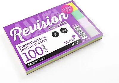 Silvine Luxpad Revision A6 Flash Cards - Lined (100 Cards) Assorted Colours 6x • £5.45