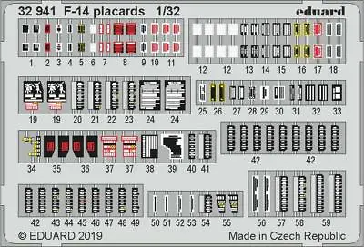 Eduard 32941	1/32 F-14 Placards For Tamiya (Painted) • $22.45