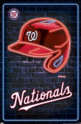 WASHINGTON NATIONALS Official MLB Team Logo Helmet Wordmark 22x34 Wall POSTER • $13.49