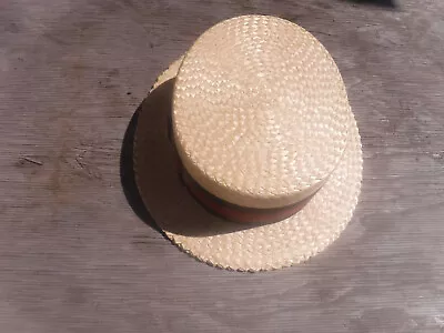 Men's Vintage Straw Boater Hat Made In Japan Custom  Herbert Johnson U K  Style • $79.98