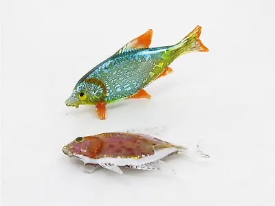 Pair Of Hand Blown Glass Murano Tropical Fish With Chipped Fins 3  And 4  Long • $71.25