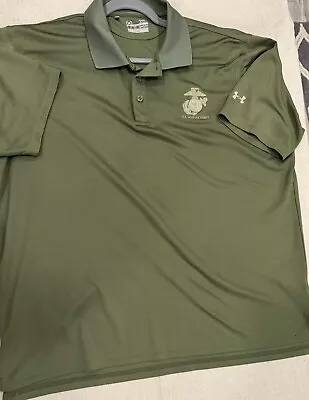 XL Under Armour U.S. Marine Corps Green Polo Shirt Heat Gear Loose Fit • $6