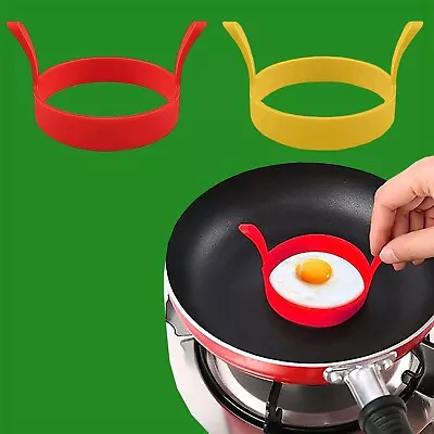 4x Silicone Egg Rings Poacher Fried Frying Pan Round Mould Pancakes Non Stick • £5.49