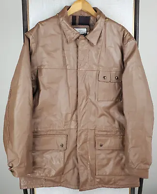 FIELDMASTER Size 44 Tall Mens Large Weather Treated Leather Field Jacket Coat • $156.75