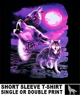 Beautiful Howling Wild Wolves Wolf Pack Lycan Werewolf Full Moon T-shirt AB758 • $25.99
