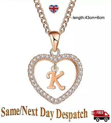 £3.99 • Buy Name Initials Heart Pendant Necklace 26 Letters Zircon Love Chain Choker Gift