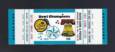 $10 • Buy Vintage 1981 Ncaa Notre Dame Fighting Irish @ Boilermakers Full Football Ticket