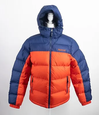 Marmot Kids Down Puffer Jacket Guides Hoody Victory Red Arctic Navy Blue Coat • $45